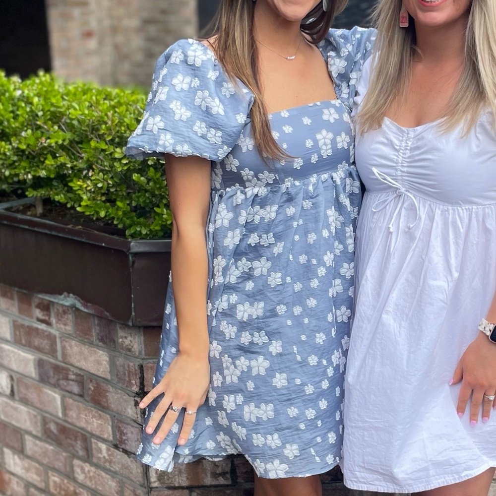 Vestique Blue and White Floral Babydoll dress